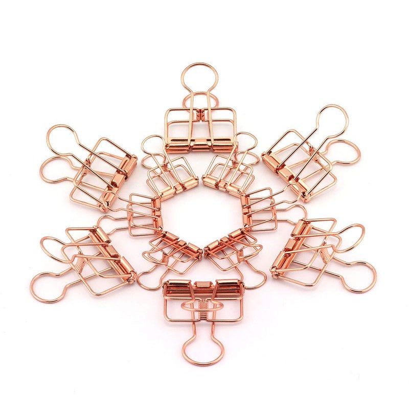 RuiLing 40-Pack Multi-purpose Metal Wire Binder Clip Set,20pcs 2.25 Inch & 20pcs 1.57 Inch Paper Metal Clips,for Home Office Supplier School Accessories - Rose Gold - Image 1
